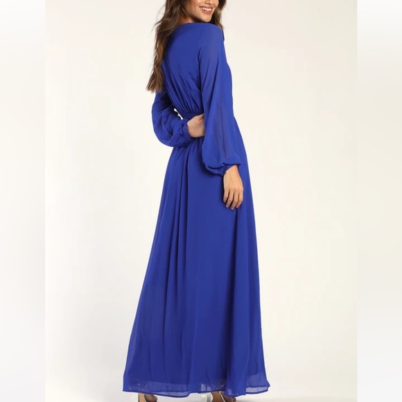 Lulus Wondrous Water Lilies Royal Blue Maxi Dress - Picture 2 of 7